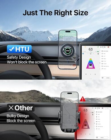 HTU Upgrade for Tesla Phone Mount [Strong Magnet & Foldable] MagSafe Car Mount for Tesla New Model Y Juniper Model 3, 360° Adjustable for Tesla Phone Holder fits for iPhone in Kuwait