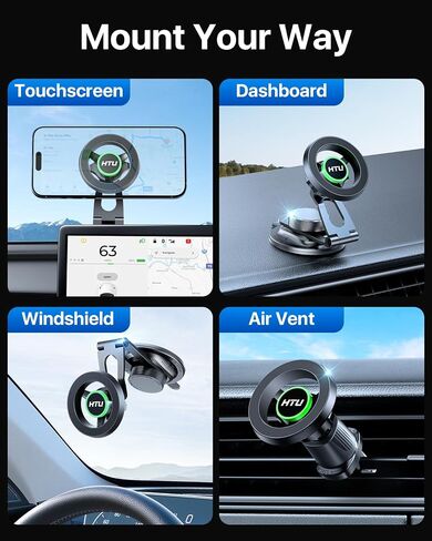 HTU Upgrade for Tesla Phone Mount [Strong Magnet & Foldable] MagSafe Car Mount for Tesla New Model Y Juniper Model 3, 360° Adjustable for Tesla Phone Holder fits for iPhone in Kuwait