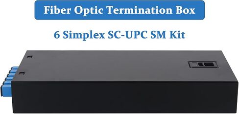 6 Port Simplex Wall Mount Fiber Enclosure, Singlemode SC/UPC Fiber Optic Termination Box Kit with 1.2m Pigtail and Coupler for FTTH Network in Kuwait
