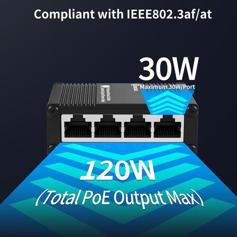 5-Port Gigabit PoE+ Switch, Ethernet Switch 4 PoE+ @120W, 1 Uplink in Kuwait