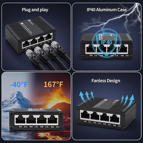 5-Port Gigabit PoE+ Switch, Ethernet Switch 4 PoE+ @120W, 1 Uplink in Kuwait