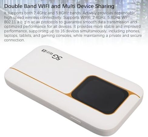 5G Mobile Hotspot, Portable WiFi 6 Hotspot with Sim Card Slot, 2.01 Inch Touch Screen, 7100mAh Battery, Supports 16 Devices & 2.77Gbps Speed, Ideal for Travel in Kuwait