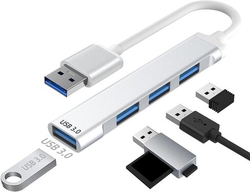 Aluminum 4-Port USB 3.0 Hub, USB Splitter USB Expander (5Gbps Data Transfer), Ultra Slim Multi USB A Adapter Dongle for Laptop, Desktop PC, Flash Drive, Keyboard in Kuwait
