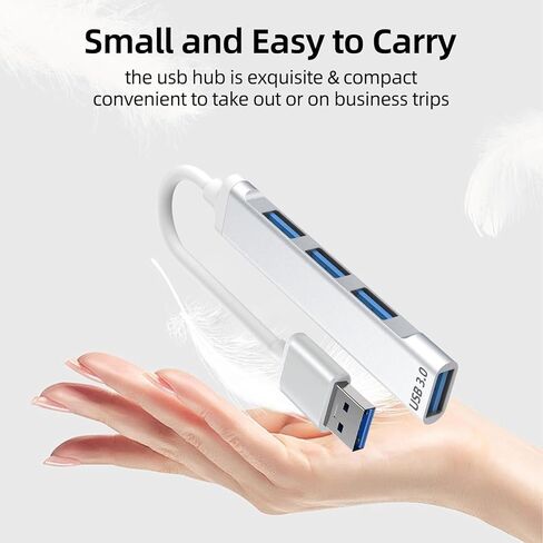 Aluminum 4-Port USB 3.0 Hub, USB Splitter USB Expander (5Gbps Data Transfer), Ultra Slim Multi USB A Adapter Dongle for Laptop, Desktop PC, Flash Drive, Keyboard in Kuwait