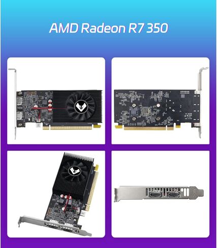 MOUGOL AMD Radeon R7 350 4GB GDDR3 Low Profile Graphics Card, 2*HDMI Port in Kuwait