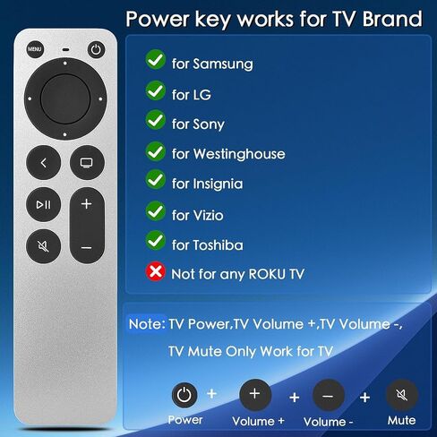 Replacement for Apple TV Remote,for Apple 4K/ Gen 1 2 3 4/ HD,A2169 A1842 A1625 A1427 A1469 A1378 A1218 in Kuwait