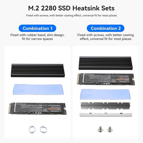 ELUTENG 2Pcs Aluminum M.2 Ssd Heatsink Dual Sided Cooler for M2 2280 SSD PC in Kuwait