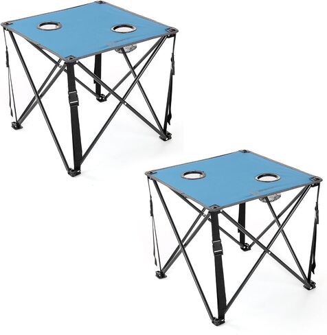 ARROWHEAD OUTDOOR 26" (66cm) Portable Camping Folding Table, 2 Cup Holders, Square, Carrying Case, Steel Frame, High-Grade 600D Canvas in Kuwait