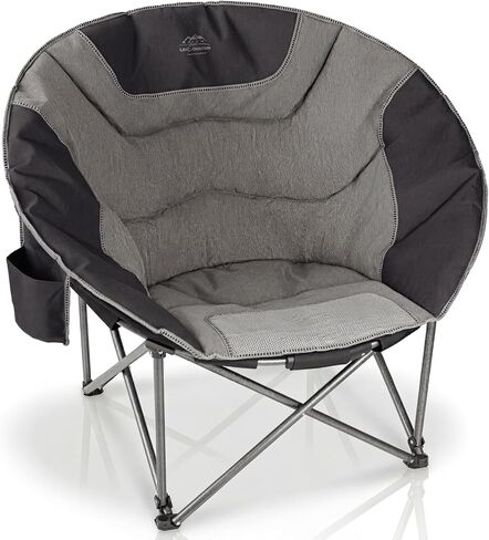 Oversized Portable Moon Camping Chairs,Round Folding Lawn Chair w/Cup Holder,Outdoor Heavy Duty Supports 500Lbs Comfy Chair,Perfect for Family Camp,Hiking,Picnics and Beach Trips,Black in Kuwait