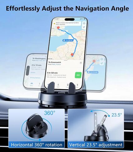 Car Dashboard Phone Holder Mount, 360 °Rotating Curved Dash Automatic Clamping Cell Phone Mount with Adaptive Adhesive Base, Multifunctional Accessories, Fit for iPhone, Samsung, Google, GPS in Saudi Arabia