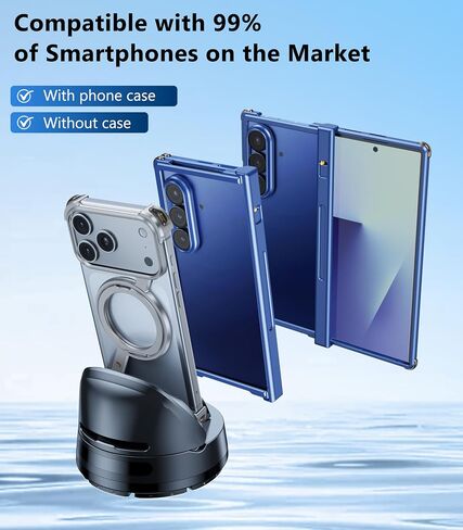 Car Dashboard Phone Holder Mount, 360 °Rotating Curved Dash Automatic Clamping Cell Phone Mount with Adaptive Adhesive Base, Multifunctional Accessories, Fit for iPhone, Samsung, Google, GPS in Saudi Arabia