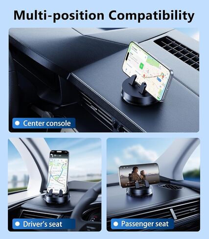 Car Dashboard Phone Holder Mount, 360 °Rotating Curved Dash Automatic Clamping Cell Phone Mount with Adaptive Adhesive Base, Multifunctional Accessories, Fit for iPhone, Samsung, Google, GPS in Saudi Arabia