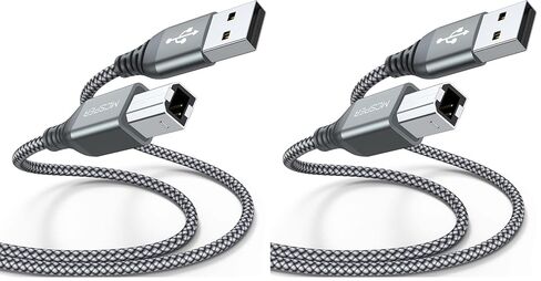 2 Pack USB Printer Cable - 5FT USB A to B Cable - Compatible with Hp, Canon, Brother, Samsung, Dell, Epson, Lexmark, Xerox, and More (Grey) in Kuwait