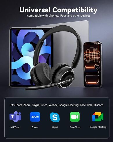 PrancyBt Wireless Headset with Noise Cancelling Microphone, Bluetooth Headset with Mic for Work, Wireless Headphones with Mute & USB Dongle for Work from Home/PC/Computer/Call Center in Kuwait