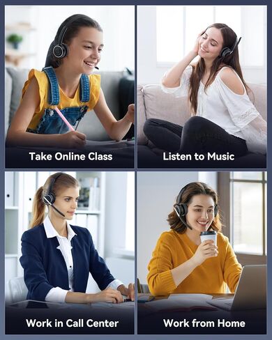 PrancyBt Wireless Headset with Noise Cancelling Microphone, Bluetooth Headset with Mic for Work, Wireless Headphones with Mute & USB Dongle for Work from Home/PC/Computer/Call Center in Kuwait