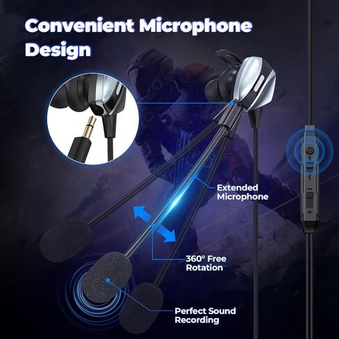 Wired Gaming Earbuds with Dual Mic for Mobile, Deep Bass, Volume Control in Kuwait