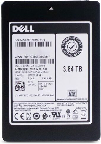 Dell/Samsung PM863a MZ7LM3T8HMLP0D3 3.84TB 1.3 DWPD SATA 6Gb/s 3D TLC 2.5in Read Intensive Solid State Drive 09Y3HD (Renewed) in Kuwait