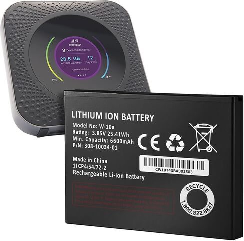 W-10A Battery,6600mAh High-Capacity Battery for Netgear Nighthawk M1 MR1100 – Extended Replacement for W-10A, Compatible with AT&T 4G LTE Mobile Hotspot Router in Kuwait