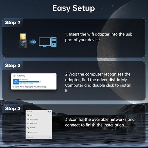 EDUP Mini USB WiFi 6 Adapter AX600M for PC, Plug and Play, Wireless USB Network Adapters Dual Band 2.4G/5.8Ghz WiFi Dongle Antenna for Laptop Desktop Compatible with OS Windows 11/10/7-Black in Kuwait