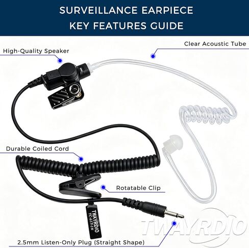 TWAYRDIO 2.5mm Surveillance Radio Earpiece Listen Only Headset Ear Piece in Kuwait