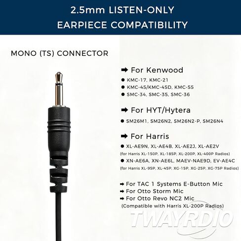 TWAYRDIO 2.5mm Surveillance Radio Earpiece Listen Only Headset Ear Piece in Kuwait
