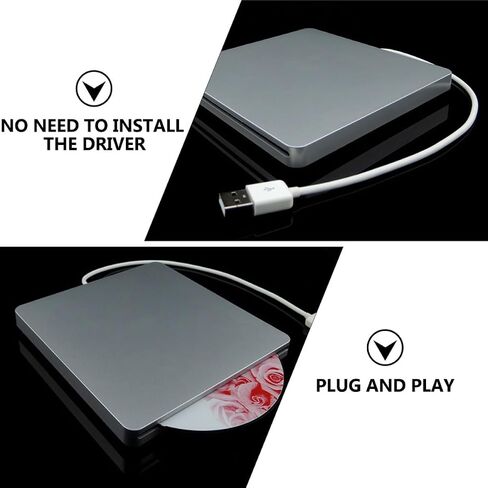 balacoo USB 3.0 External DVD Drive CD DVD ROM Rewriter Burner Writer Portable Optical Drive for Laptop Computer Silver Gray in Kuwait