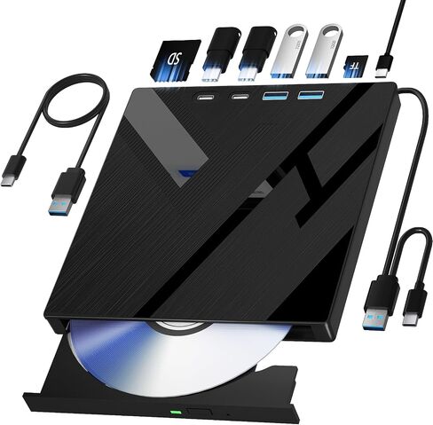 Wbacon External CD/DVD Drive for Laptop, USB 3.0 & 4 USB Ports CD Drive in Kuwait