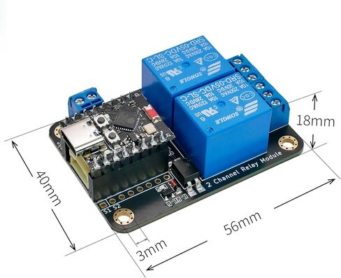 ESP32-C3 Relay Module, 2-Channel Low-Level Trigger Board in Kuwait