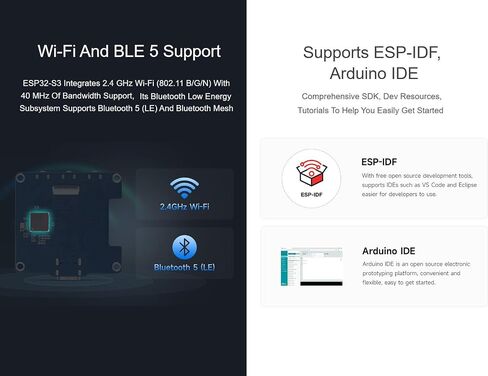 ESP32-S3 1.54inch Touch LCD Development Board, with 240 × 240 Pixels 262K Color Display, Dual Microphones, 6-Axis Sensor, Integrate 2.4GHz Wi-Fi and BLE 5, Support AI Speech Interaction in Kuwait