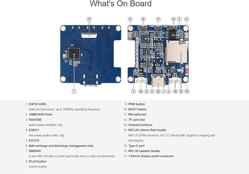 ESP32-S3 1.54inch Touch LCD Development Board, with 240 × 240 Pixels 262K Color Display, Dual Microphones, 6-Axis Sensor, Integrate 2.4GHz Wi-Fi and BLE 5, Support AI Speech Interaction in Kuwait