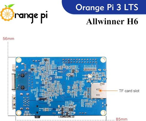 Orange Pi 3 LTS 2GB LPDDR3 Allwinner H6 4-Core 64 Bit with 8GB eMMC Flash Single Board Computer, WiFi/Bluetooth 5.0, Development Board Run Linux/Android/Ubuntu/Debian in Kuwait