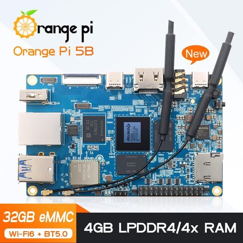 Orange Pi 5B 4GB/8GB/16GB LPDDR4/4X Rockchip RK3588S 8-Core 64 Bit Single Board Computer with Onboard 32GB eMMC Flash, Run Linux/Debian/Ubuntu/Android OS(4GB+32GB) in Kuwait