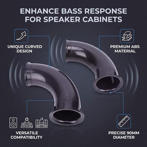 2PCS 90mm Speaker Port Tube, ABS Subwoofer Bass Vent Tube with Curved Design for PA DJ Speaker Cabinets & Boxes in Kuwait