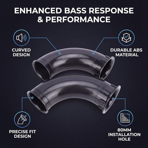 2PCS 90mm Speaker Port Tube, ABS Subwoofer Bass Vent Tube with Curved Design for PA DJ Speaker Cabinets & Boxes in Kuwait
