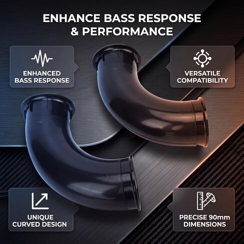 2PCS 90mm Speaker Port Tube, ABS Subwoofer Bass Vent Tube with Curved Design for PA DJ Speaker Cabinets & Boxes in Kuwait