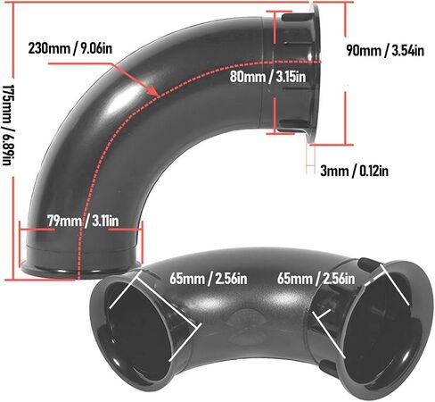 2PCS 90mm Speaker Port Tube, ABS Subwoofer Bass Vent Tube with Curved Design for PA DJ Speaker Cabinets & Boxes in Kuwait