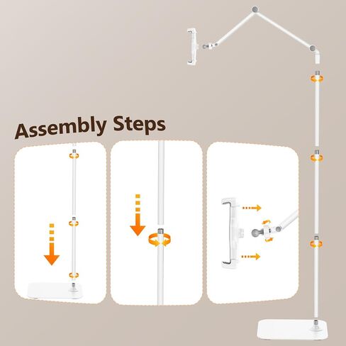 Tablet Floor Stand,Adjustable Height iPad Stand with Flexible Arm,360°Rotation Tablet Holder for Bed Couch,Universal Floor Phone Stand for 4.7"-13" iPhone iPad Pro Air Mini,Samsung Tab,Kindle in Kuwait