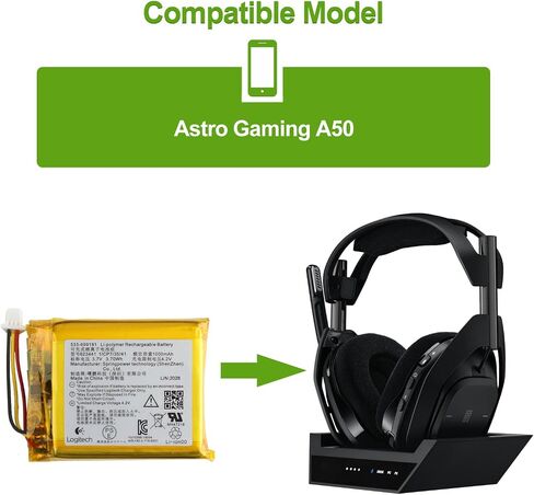 NEW Replacement Battery 533-000169/533-000191 Compatible with Astro Gaming A50 Wireless Headset in Kuwait