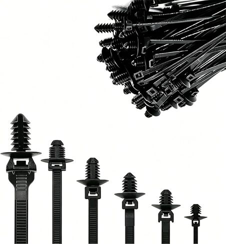 60Pcs Nylon Push Mount Zip Ties, Universal Cable Tie with Buckle, High Temp Heat Resistant Automotive Zip Ties Fastener Wire Clips Fuel Line Wire Harness Clips for Wire Tying (6-Types) in Kuwait