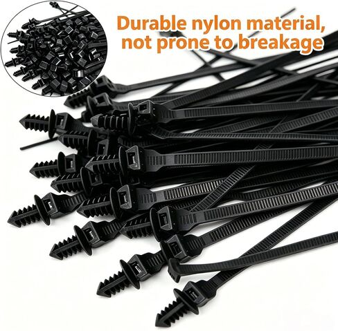 60Pcs Nylon Push Mount Zip Ties, Universal Cable Tie with Buckle, High Temp Heat Resistant Automotive Zip Ties Fastener Wire Clips Fuel Line Wire Harness Clips for Wire Tying (6-Types) in Kuwait