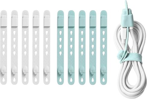 Silicone Cable Ties with Built-in Connector Holder, Reusable Cable Management Cord Organizer, Multi-Purpose High Elasticity Cable Straps for Earphone, Phone Charger (20, Four Colors) in Kuwait