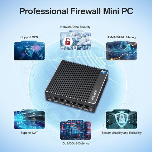 Fanless Firewall Appliance 6X Intel i226 LAN Mini PC Intel N3710 4C/4T, Network Gateway Soft Router AES NI HD/Type-C/SIM Card/TF, Test with P-F-Sense/OPN-Sense（8G DDR3 RAM 240G mSATA SSD） in Kuwait