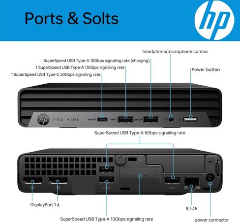 HP 2025 Elite 805 Mini PC Desktop Computer, AMD Ryzen 5 (Beat i7-11700T), Ultra-Quiet Design, 16GB RAM, 512GB PCIe SSD, Dual 4K Display Support, USB-C, Wi-Fi 6, Keyboard & Mouse, Windows 11 Pro in Kuwait