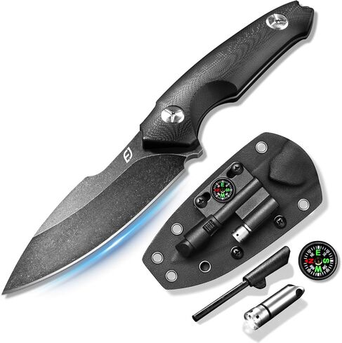 Emojoy 4.33" Fixed Blade Knife Sheath, G10 Handle & Black Stonewash Blade in Kuwait