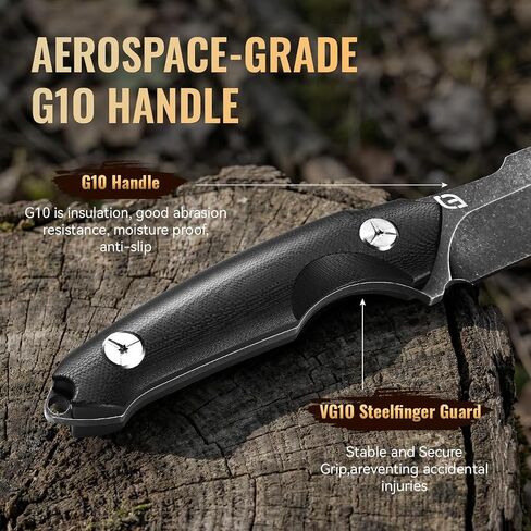 Emojoy 4.33" Fixed Blade Knife Sheath, G10 Handle & Black Stonewash Blade in Kuwait