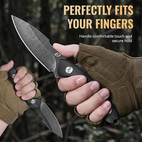Emojoy 4.33" Fixed Blade Knife Sheath, G10 Handle & Black Stonewash Blade in Kuwait