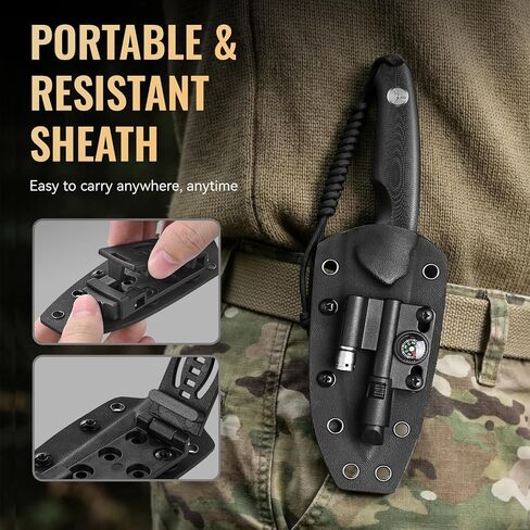 Emojoy 4.33" Fixed Blade Knife Sheath, G10 Handle & Black Stonewash Blade in Kuwait