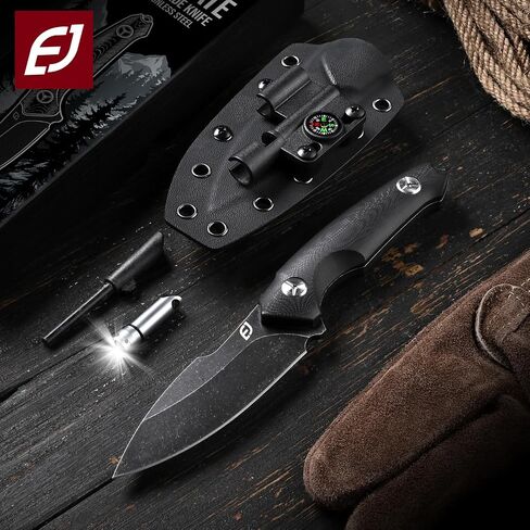 Emojoy 4.33" Fixed Blade Knife Sheath, G10 Handle & Black Stonewash Blade in Kuwait