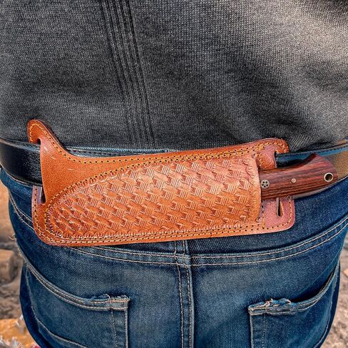 Handmade Damascus Hunting Knife with Sheath, 8" Skinner Knife with 4" Fixed Blade & Rosewood Handle, Full Tang Design with Leather Sheath for Hunting, Camping & Outdoors in Kuwait