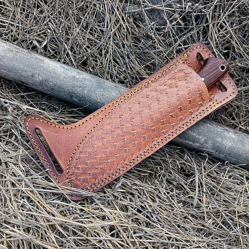 Handmade Damascus Hunting Knife with Sheath, 8" Skinner Knife with 4" Fixed Blade & Rosewood Handle, Full Tang Design with Leather Sheath for Hunting, Camping & Outdoors in Kuwait